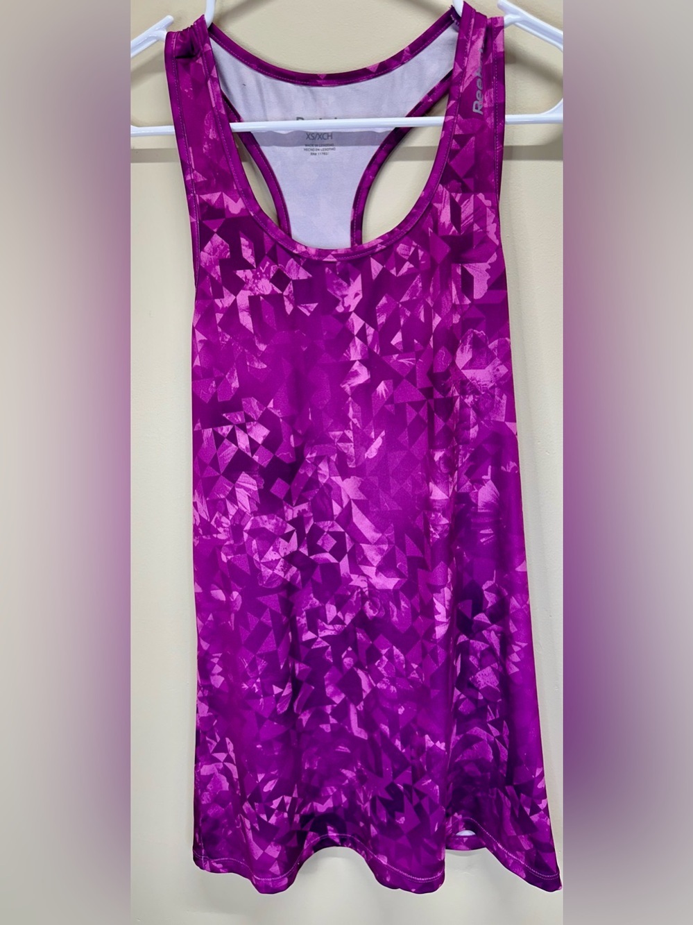 Reebok XS Purple Geometric Racerback Athletic Tank • Workout Running Top